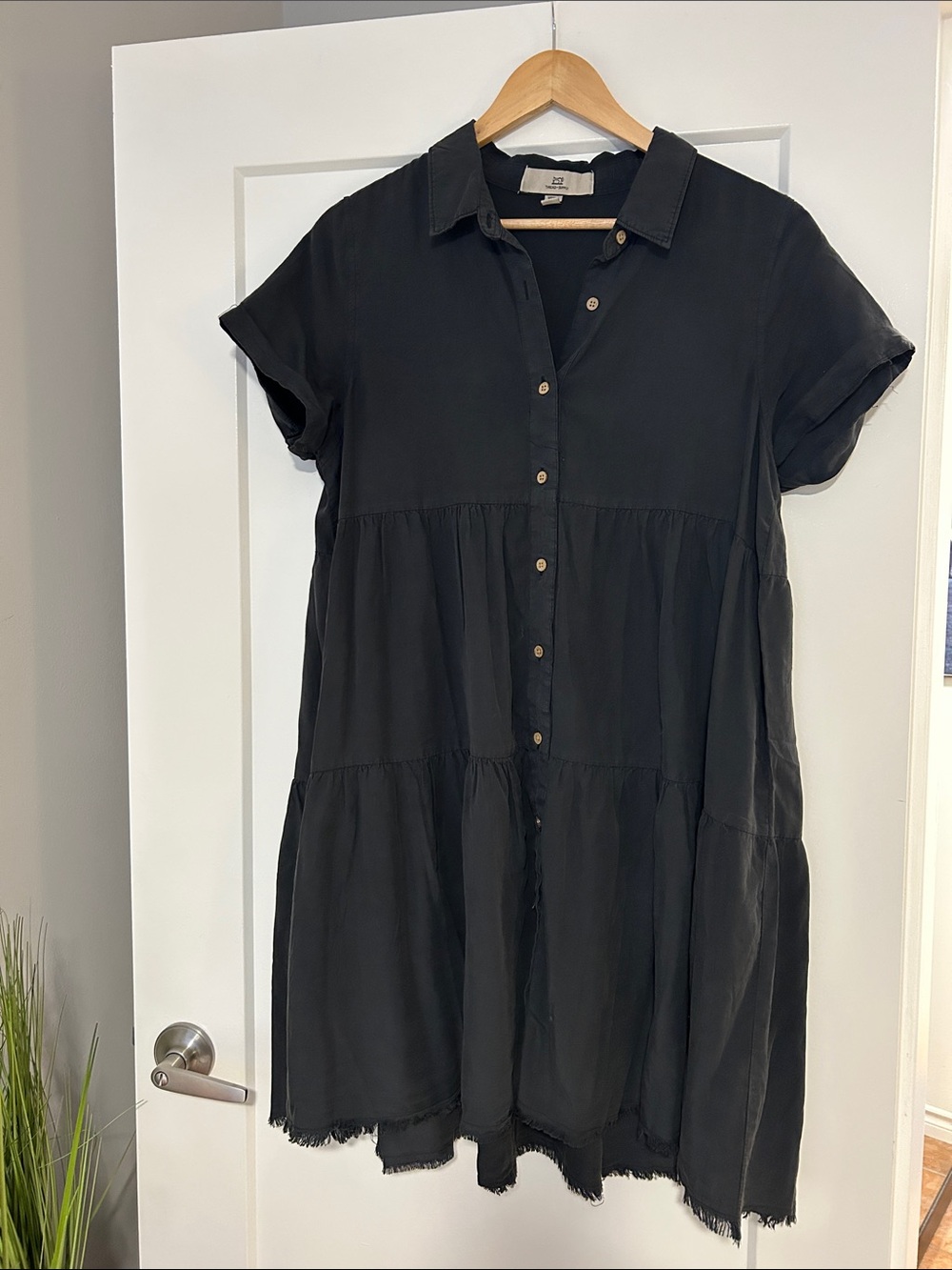 Thread & Supply Black Button-Front dress